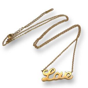 Love Link Pendant Stainless Steel Gold Color Necklace